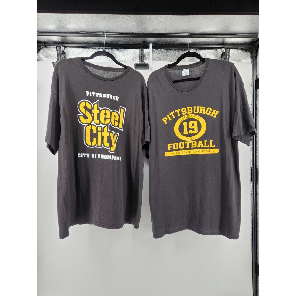 Set of 2 Pittsburgh Steelers‎ Football Black Graphic Print Mens 2XL T-Shirts